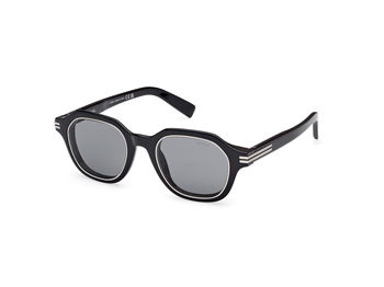 Das Bild zeigt die Zegna Sonnenbrille 0250 in glänzend schwarz leicht schräg von der Seite., Zubehor, Sonnenbrille, Brillen